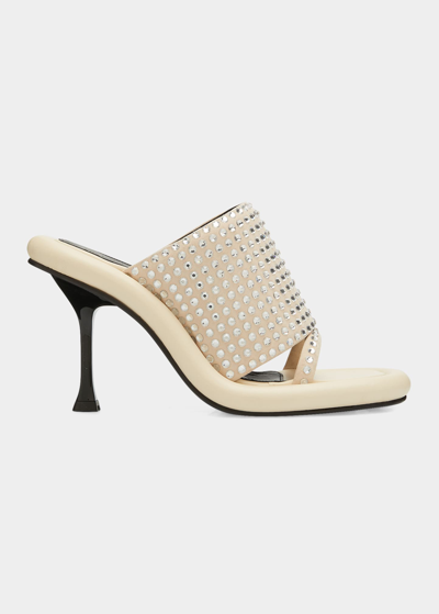 Shop Jw Anderson Bumper Crystal Stiletto Mules In Natural