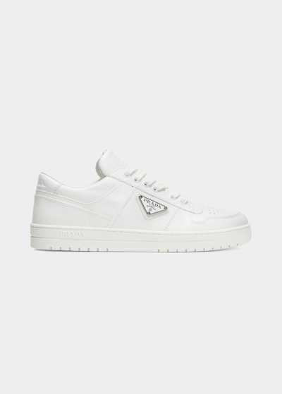 Shop Prada Allacciate 30mm Leather Sneakers In White