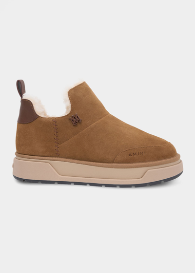 Shop Amiri Men's Malibu Shearling-lined Suede Ankle Boots In Tan