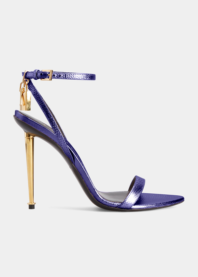 Shop Tom Ford Lock Metallic Ankle-strap Sandals In Daliah