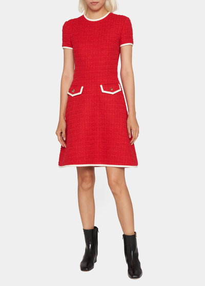 Shop Valentino Timeless Boucle Short Dress In Redivory
