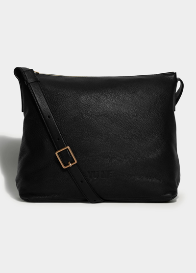 Shop Yu Mei Braidy Zip Napa Leather Crossbody Bag In Black Deer Nappa