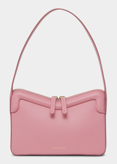 Shop Mansur Gavriel Frame Zip Leather Shoulder Bag In Flamingo