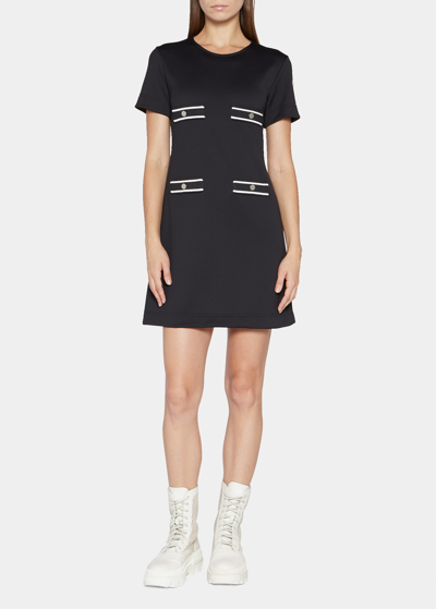 Shop Moncler Short Dress W/ Pocket Detail In Black