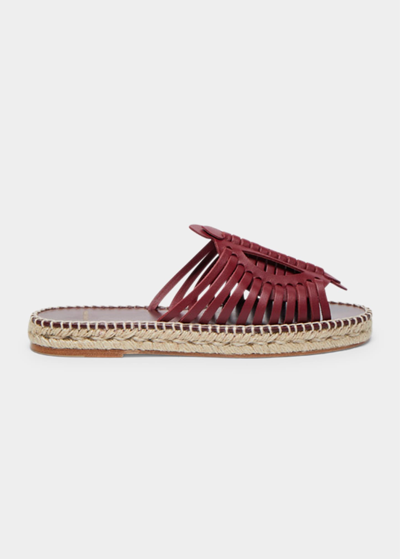 Shop Altuzarra Woven Leather Espadrille Flat Sandals In Currant