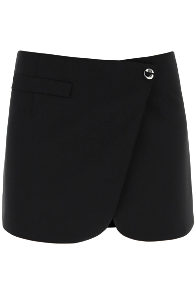 Shop Coperni Wool-blend Tailored Mini Skirt With Slit In Black