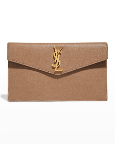 Leather clutch bag Saint Laurent Beige in Leather - 35488776