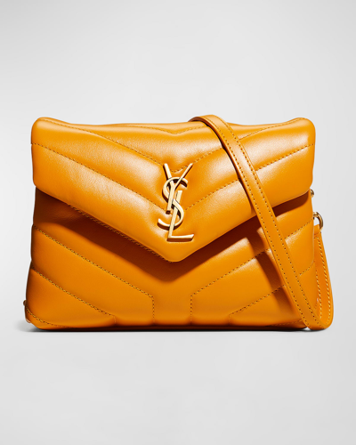 Shop Saint Laurent Loulou Toy Ysl Matelasse Calfskin Envelope Crossbody Bag In Cheddar