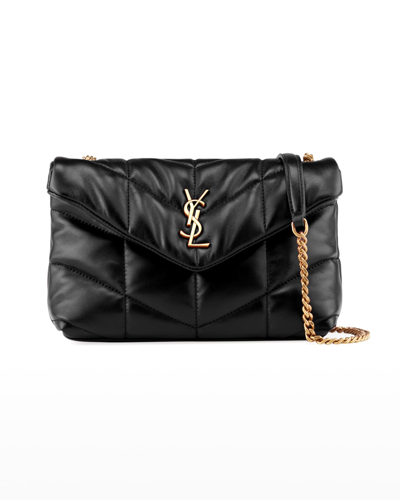 Shop Saint Laurent Loulou Toy Ysl Puffer Quilted Lambskin Crossbody Bag In Black