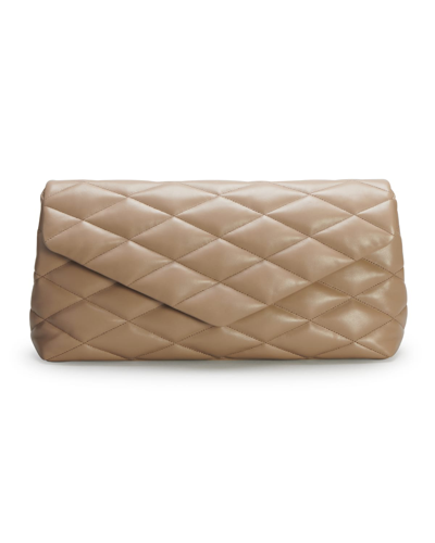 Shop Saint Laurent Sade Ysl Puffy Leather Envelope Clutch Bag In Taupe