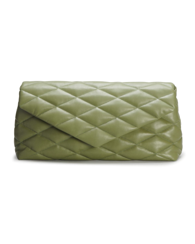 Shop Saint Laurent Sade Puffy Leather Envelope Clutch Bag In Light Sage