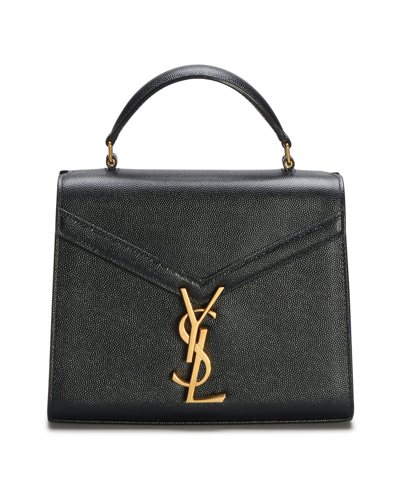 Shop Saint Laurent Cassandre Mini Monogram Ysl Grain De Poudre Top-handle Bag In Nero