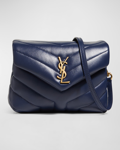 Shop Saint Laurent Loulou Toy Ysl Matelasse Calfskin Envelope Crossbody Bag In Blue Charron