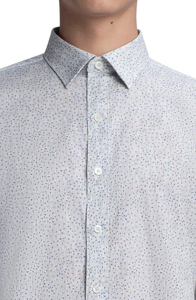 Shop Bugatchi Shaped Fit Microprint Stretch Cotton Button-up Shirt In Stone