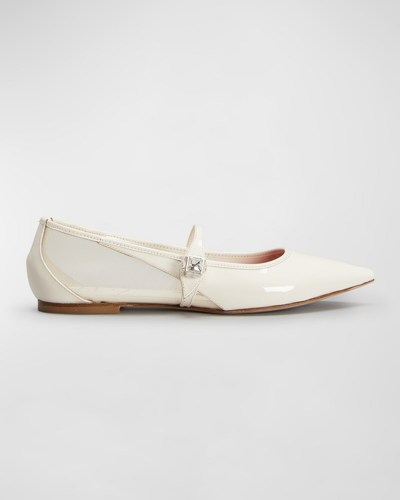 Shop Roger Vivier Cube Mary Jane Ballerina Flats In Offwhite