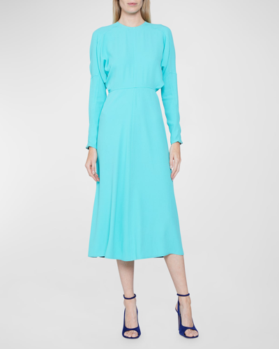 Shop Victoria Beckham Dolman-sleeve Midi Dress In Turquoise