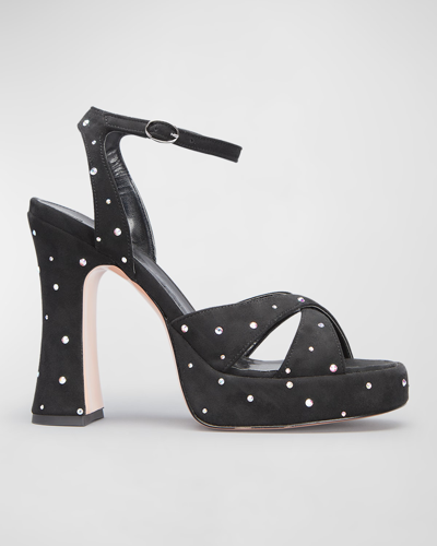 Shop Piferi Miranda Crystal Vegan Ankle-strap Sandals In Black/silver