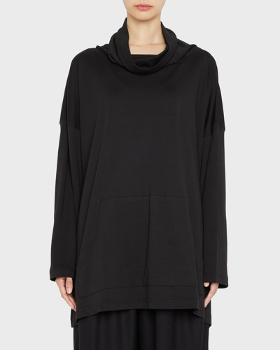 Shop Eskandar Monks Cowl-neck Wool Pullover Top In Black
