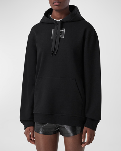 Shop Burberry Vivienne Ekd Label Hoodie In Black