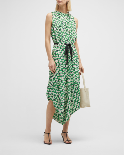 Shop Jason Wu Abstract-print Handkerchief Midi Dress In Clover Multi