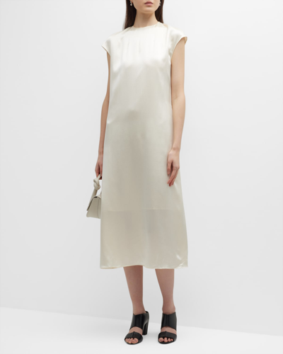 Shop Loulou Studio Dola Cap-sleeve Silk Midi Dress In Ivory