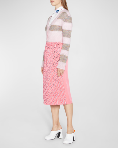 Shop Marni Wavy Sequin Pull-on Midi Skirt In Candy