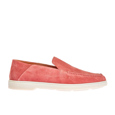 Shop Santoni Suede Loafers In Red
