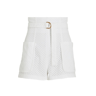 Shop Philosophy Di Lorenzo Serafini Belted Eyelet Cotton Shorts In White