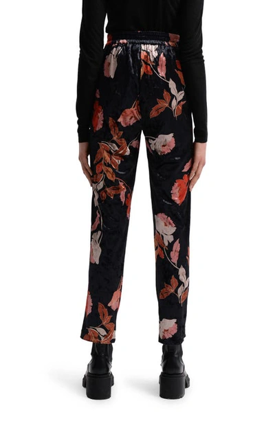 Shop Molly Bracken Floral Velvet Pants In Black