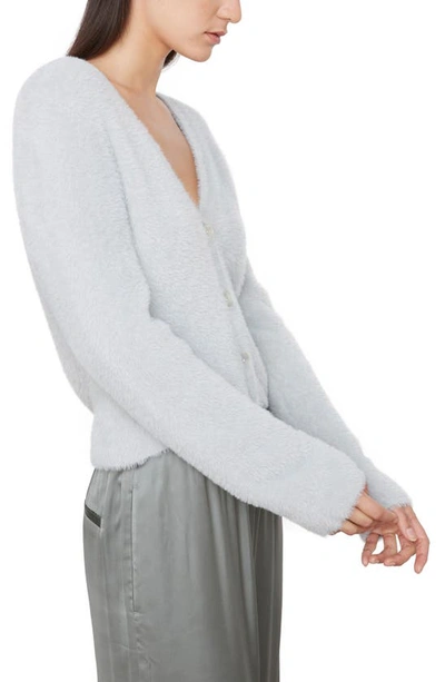 Shop Vince Eyelash Knit V-neck Cardigan In Ice Bay