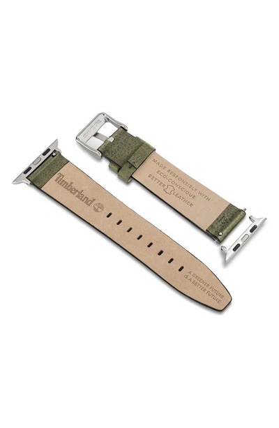 Shop Timberland Barnesbrook Leather 22mm Smartwatch Watchband In Wheat