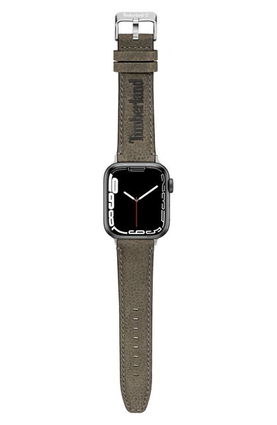Shop Timberland Barnesbrook Water Repellent Leather 22mm Smartwatch Watchband In Black