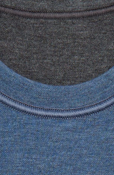 Shop Johnston & Murphy Kids' Solid Reversible Crewneck Long Sleeve T-shirt In Charcoal/ Blue