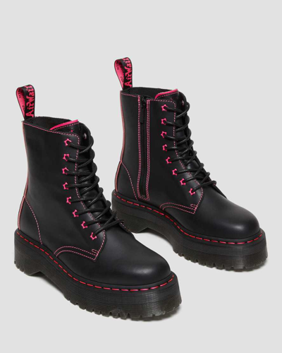 Shop Dr. Martens' Jadon Ii Boot Neon Star Leather Platforms Boots In Black,clash Pink