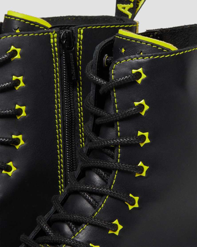 Dr. Martens Jadon Ii Boot Neon Star Leather Platforms Boots In Black,yellow  | ModeSens