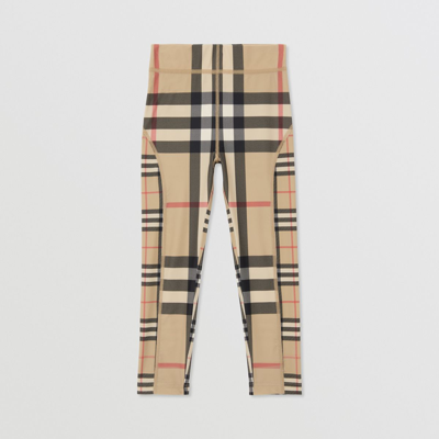 BURBERRY Checked Stretch-Jersey Leggings in Neutrals