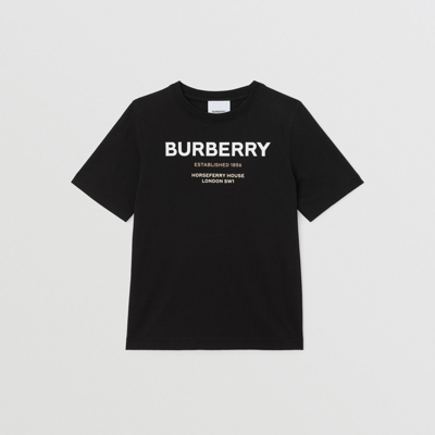 Shop Burberry Childrens Horseferry Print Cotton T-shirt In Black