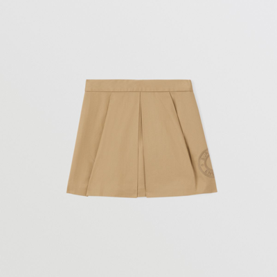 Shop Burberry Childrens Logo Graphic Cotton Twill Skirt In Archive Biege