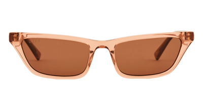 Shop Diff Futuristic Lover Champagne Cat Eye Sunglasses In Brown