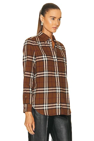 Shop Burberry Anette Check Classic Fit Shirt In Dark Birch Brown Check