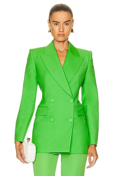Shop Alexander Mcqueen Fitted Double Breasted Jacket In Acid Green