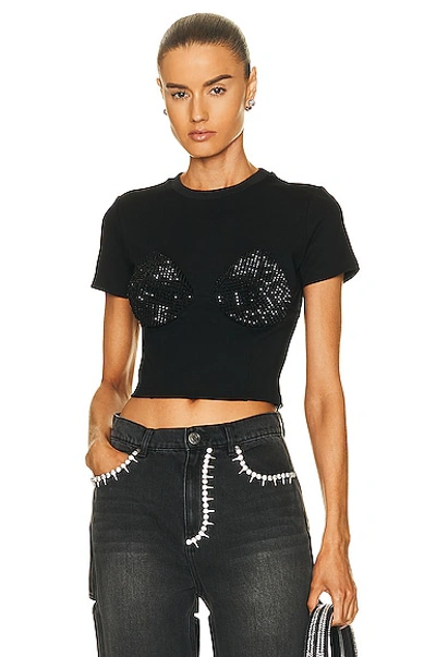 Shop Area Crystal Pyramid Cup Short Sleeve T-shirt In Black