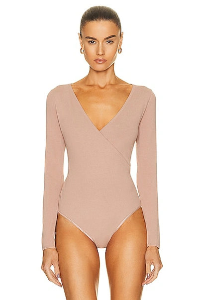 Shop Alaïa Wrap Angie Bodysuit In Nude