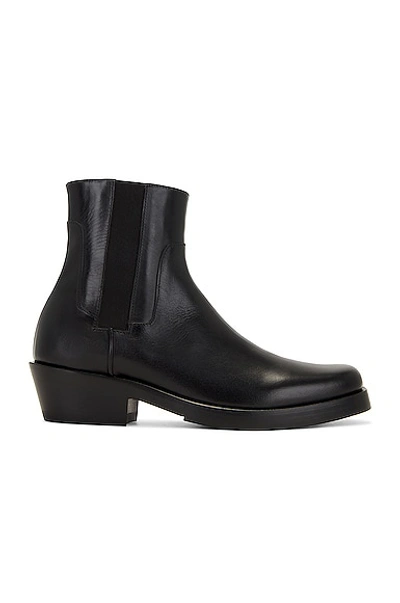Raf Simons Leather Western Ankle Boots In Black
