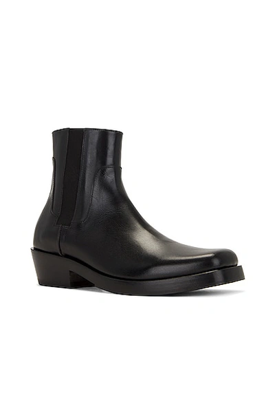 Raf Simons Leather Western Ankle Boots In Black