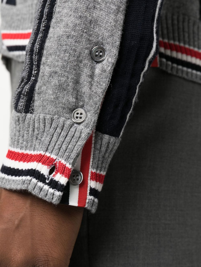 Thom Browne Multi-stripe Button-front Cardigan In 035 Med Grey
