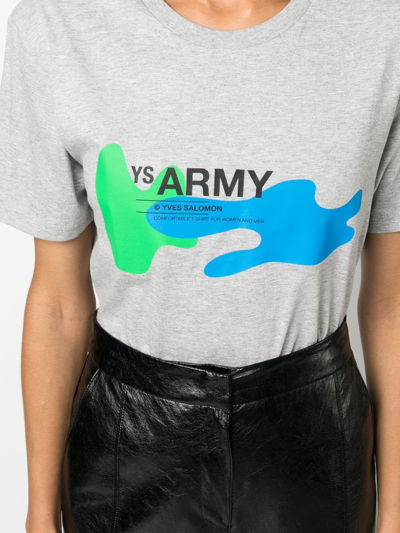 Shop Yves Salomon Ys Army Graphic-print T-shirt In Grey
