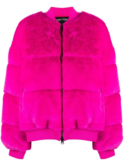 Shop Tom Ford Faux-fur Puffer Jacket In Pink