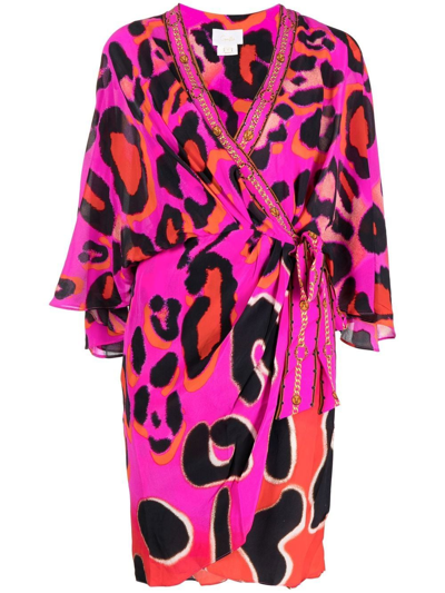 Shop Camilla Leopard-print Wrap Dress In Pink