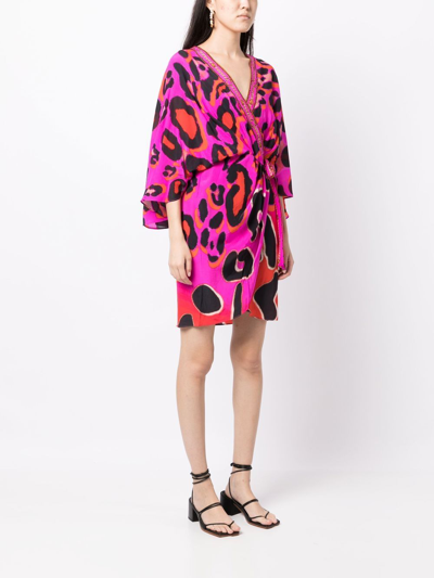 Shop Camilla Leopard-print Wrap Dress In Pink